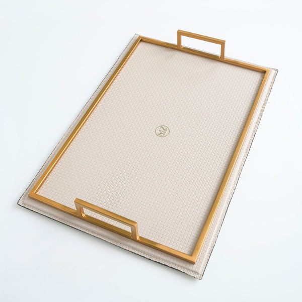 Beige Leather Serving Tray