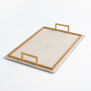 Beige Leather Serving Tray