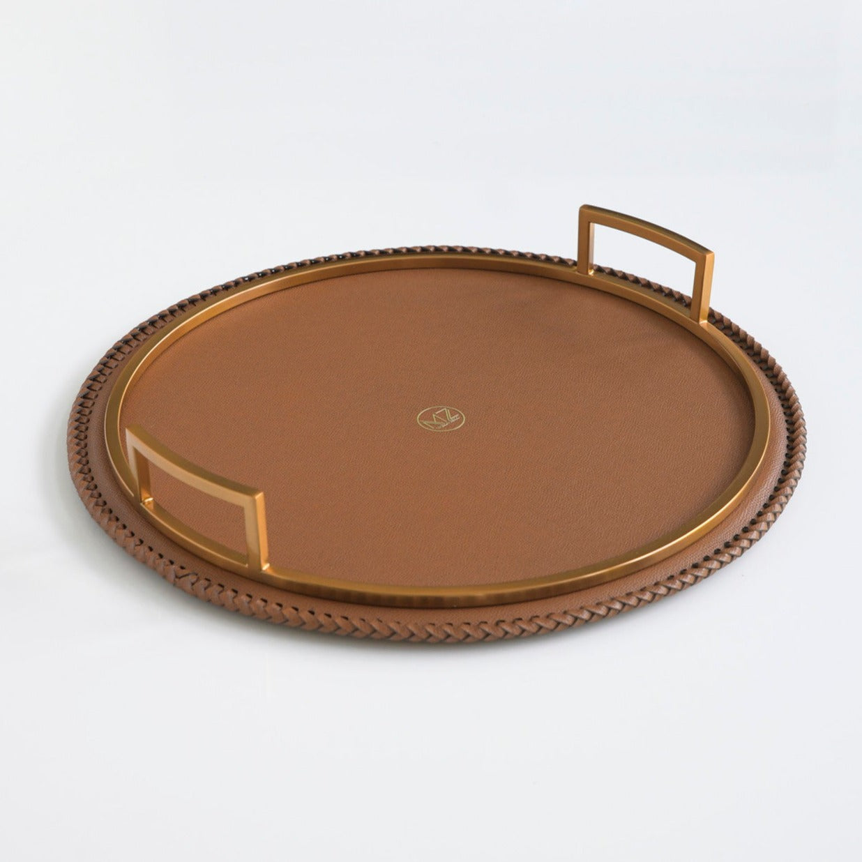 Brown Leather Round Tray