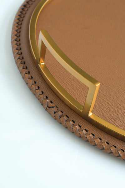 Brown Leather Round Tray