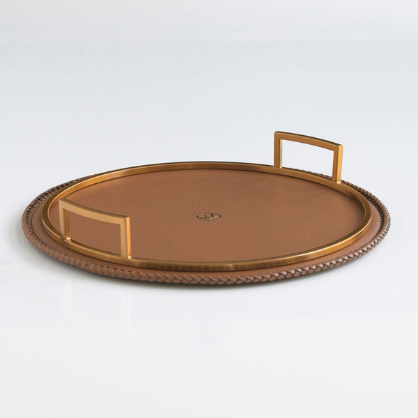 Brown Leather Round Tray