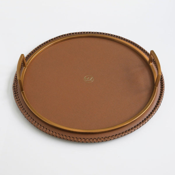 Brown Leather Round Tray