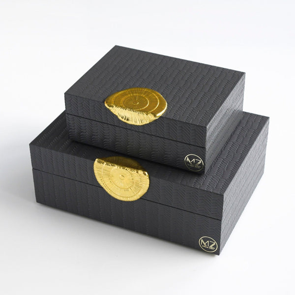 Gold Stamp Decorative Box - Grey