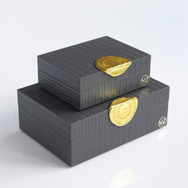 Gold Stamp Decorative Box - Grey