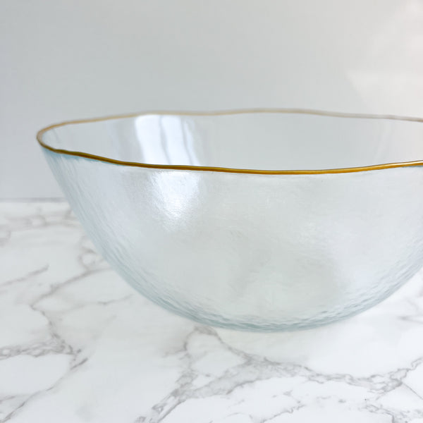 Clear Salad Bowl with Gold Rim