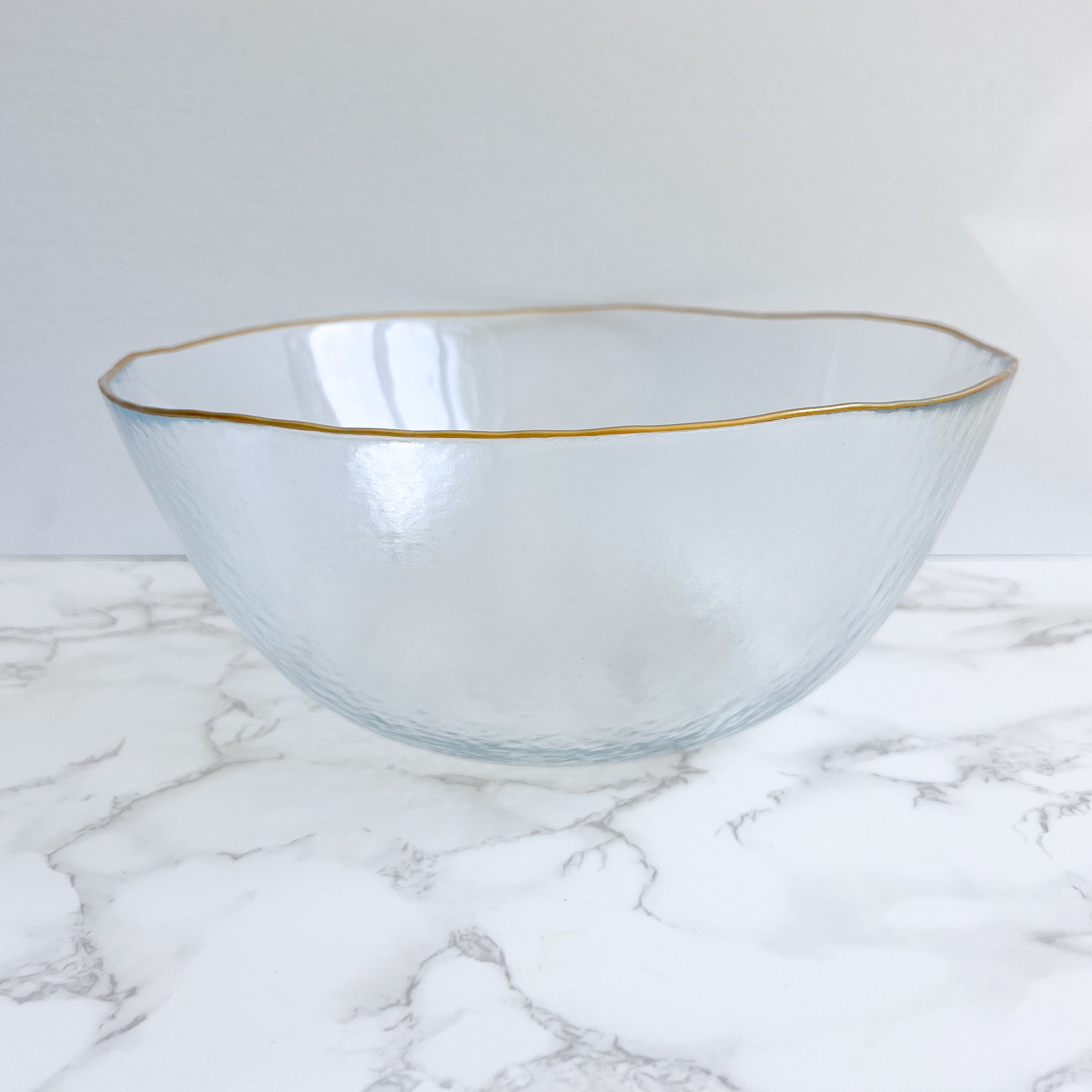 Clear Salad Bowl with Gold Rim